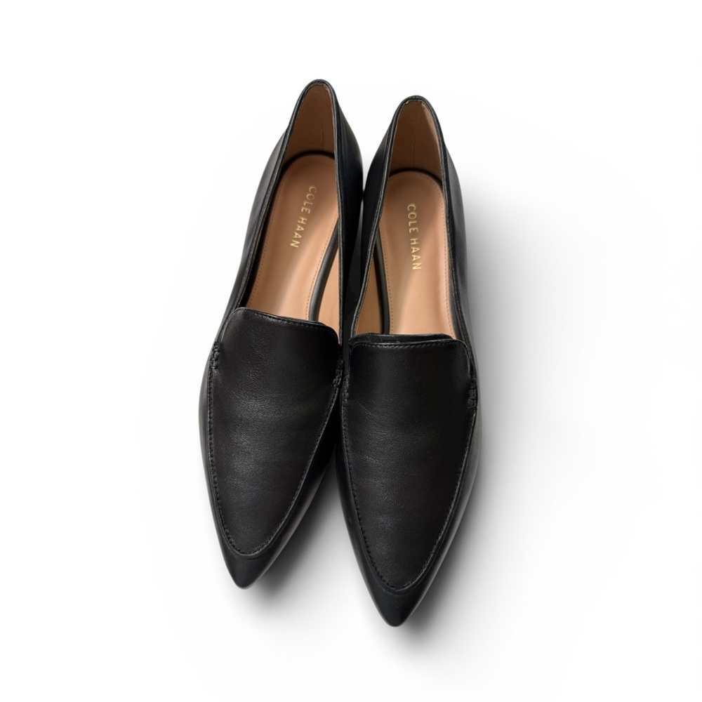 New Cole Haan Valentina Black Pointed-Toe Leather Loafer